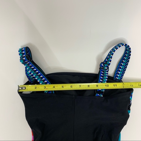 Aqua Green Retro Tropical Leaf Adjustable Strap One Piece Swimsuit Nwt New Small - Picture 13 of 16